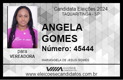 Candidato ANGELA GOMES 2024 - TAQUARITINGA - Eleições