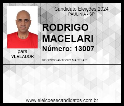 Candidato RODRIGO MACELARI 2024 - PAULÍNIA - Eleições