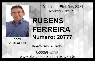 Candidato RUBENS FERREIRA 2024 - MARAPOAMA - Eleições