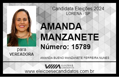 Candidato AMANDA MANZANETE 2024 - LORENA - Eleições