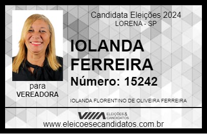 Candidato IOLANDA FERREIRA 2024 - LORENA - Eleições