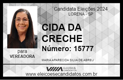 Candidato CIDA DA CRECHE 2024 - LORENA - Eleições