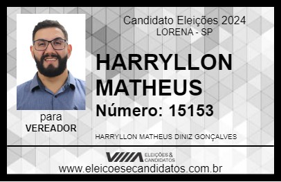 Candidato HARRYLLON MATHEUS 2024 - LORENA - Eleições