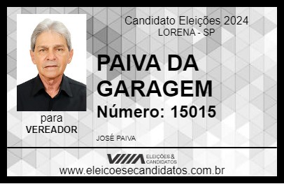 Candidato PAIVA DA GARAGEM 2024 - LORENA - Eleições