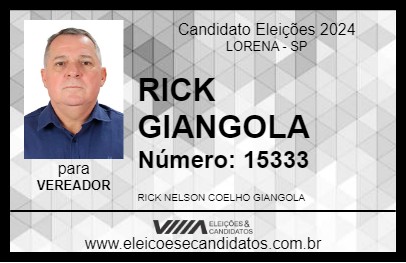 Candidato RICK GIANGOLA 2024 - LORENA - Eleições