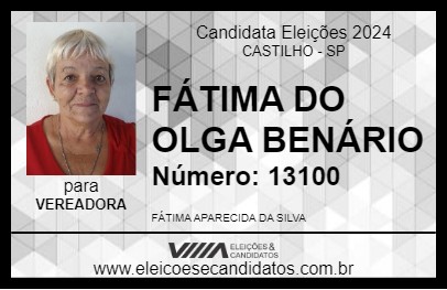 Candidato FÁTIMA DO OLGA BENÁRIO 2024 - CASTILHO - Eleições