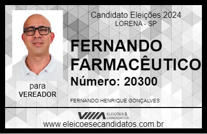 Candidato FERNANDO FARMACÊUTICO 2024 - LORENA - Eleições