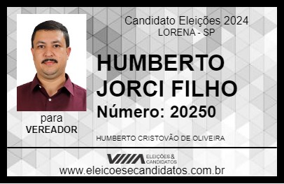 Candidato HUMBERTO JORCI FILHO 2024 - LORENA - Eleições