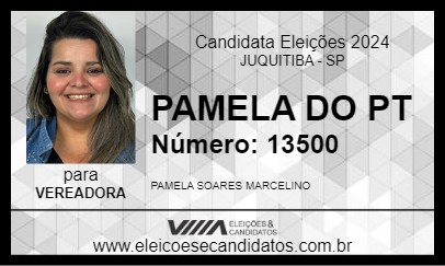 Candidato PAMELA DO PT 2024 - JUQUITIBA - Eleições