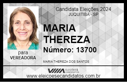 Candidato MARIA THEREZA 2024 - JUQUITIBA - Eleições