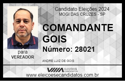 Candidato COMANDANTE GOIS 2024 - MOGI DAS CRUZES - Eleições