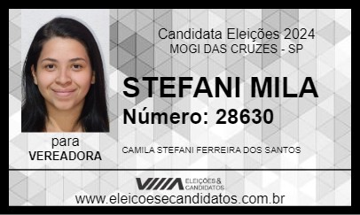 Candidato STEFANI MILA 2024 - MOGI DAS CRUZES - Eleições