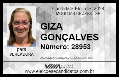 Candidato GIZA GONÇALVES 2024 - MOGI DAS CRUZES - Eleições