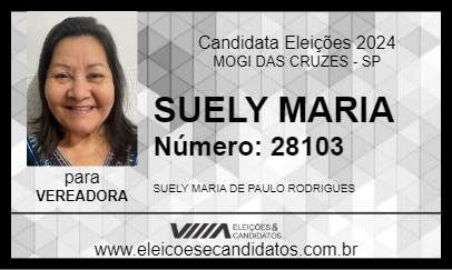 Candidato SUELY MARIA 2024 - MOGI DAS CRUZES - Eleições