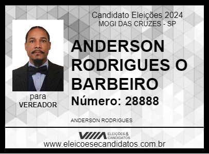 Candidato ANDERSON RODRIGUES O BARBEIRO 2024 - MOGI DAS CRUZES - Eleições