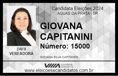 Candidato GIOVANA CAPITANINI 2024 - ÁGUAS DA PRATA - Eleições