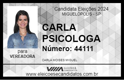 Candidato CARLA PSICOLOGA 2024 - MIGUELÓPOLIS - Eleições