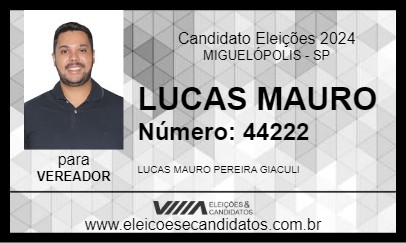 Candidato LUCAS MAURO 2024 - MIGUELÓPOLIS - Eleições