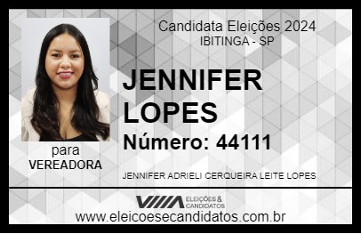 Candidato JENNIFER LOPES 2024 - IBITINGA - Eleições