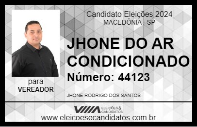 Candidato JHONE DO AR CONDICIONADO 2024 - MACEDÔNIA - Eleições