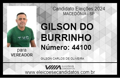 Candidato GILSON DO BURRINHO 2024 - MACEDÔNIA - Eleições