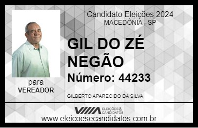 Candidato GIL DO ZÉ NEGÃO 2024 - MACEDÔNIA - Eleições