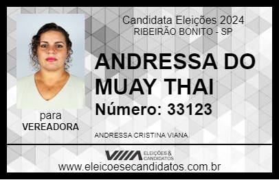 Candidato ANDRESSA DO MUAY THAI 2024 - RIBEIRÃO BONITO - Eleições