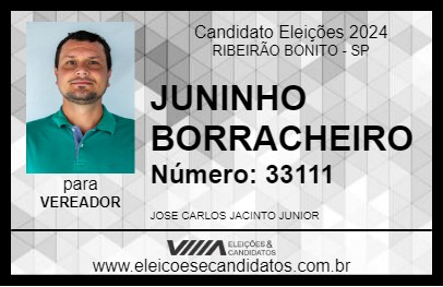 Candidato JUNINHO BORRACHEIRO 2024 - RIBEIRÃO BONITO - Eleições