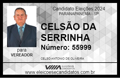 Candidato CELSÃO DA SERRINHA 2024 - PARANAPANEMA - Eleições