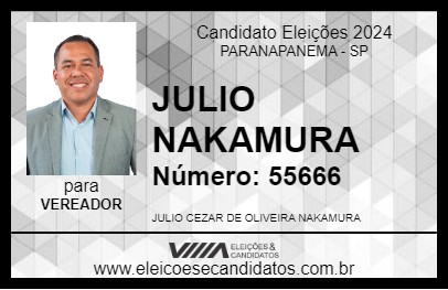 Candidato JULIO NAKAMURA 2024 - PARANAPANEMA - Eleições