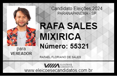 Candidato RAFA SALES MIXIRICA 2024 - PARANAPANEMA - Eleições