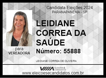 Candidato LEIDIANE CORREA DA SAÚDE 2024 - PARANAPANEMA - Eleições