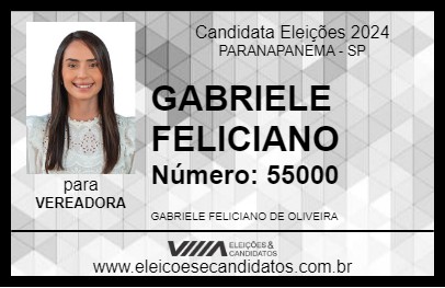 Candidato GABRIELE FELICIANO 2024 - PARANAPANEMA - Eleições