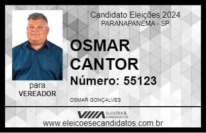 Candidato OSMAR CANTOR 2024 - PARANAPANEMA - Eleições