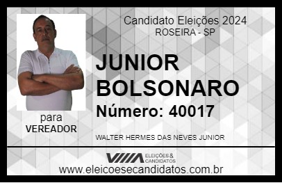 Candidato JUNIOR BOLSONARO 2024 - ROSEIRA - Eleições