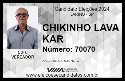 Candidato CHIKINHO LAVA KAR 2024 - JARINU - Eleições