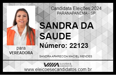 Candidato SANDRA DA SAUDE  2024 - PARANAPANEMA - Eleições