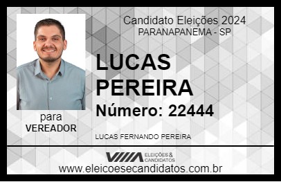 Candidato LUCAS PEREIRA 2024 - PARANAPANEMA - Eleições