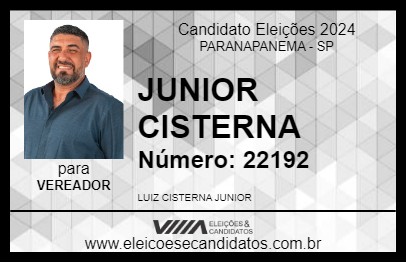 Candidato JUNIOR CISTERNA 2024 - PARANAPANEMA - Eleições