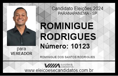 Candidato ROMINIGUE RODRIGUES  2024 - PARANAPANEMA - Eleições