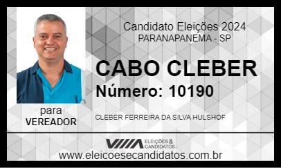 Candidato CABO CLEBER 2024 - PARANAPANEMA - Eleições