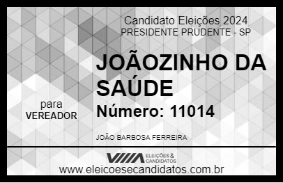 Candidato JOÃOZINHO DA SAÚDE 2024 - PRESIDENTE PRUDENTE - Eleições