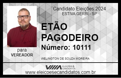 Candidato ETÃO PAGODEIRO 2024 - ESTIVA GERBI - Eleições