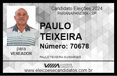 Candidato PAULO TEIXEIRA 2024 - PARANAPANEMA - Eleições