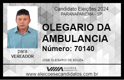 Candidato OLEGARIO DA AMBULANCIA  2024 - PARANAPANEMA - Eleições