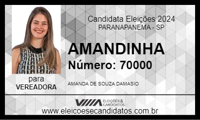 Candidato AMANDINHA 2024 - PARANAPANEMA - Eleições