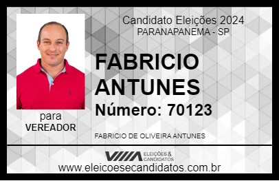 Candidato FABRICIO ANTUNES 2024 - PARANAPANEMA - Eleições