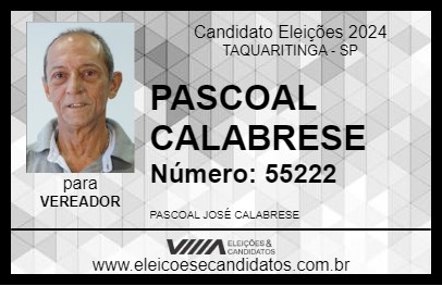 Candidato PASCOAL CALABRESE 2024 - TAQUARITINGA - Eleições