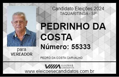 Candidato PEDRINHO DA COSTA 2024 - TAQUARITINGA - Eleições