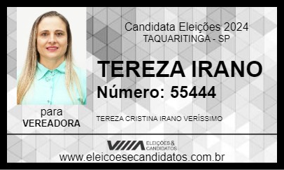 Candidato TEREZA IRANO 2024 - TAQUARITINGA - Eleições